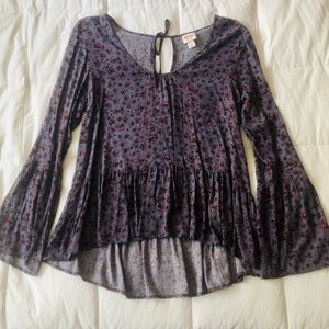 Floral Bell Sleeve Boho Tunic